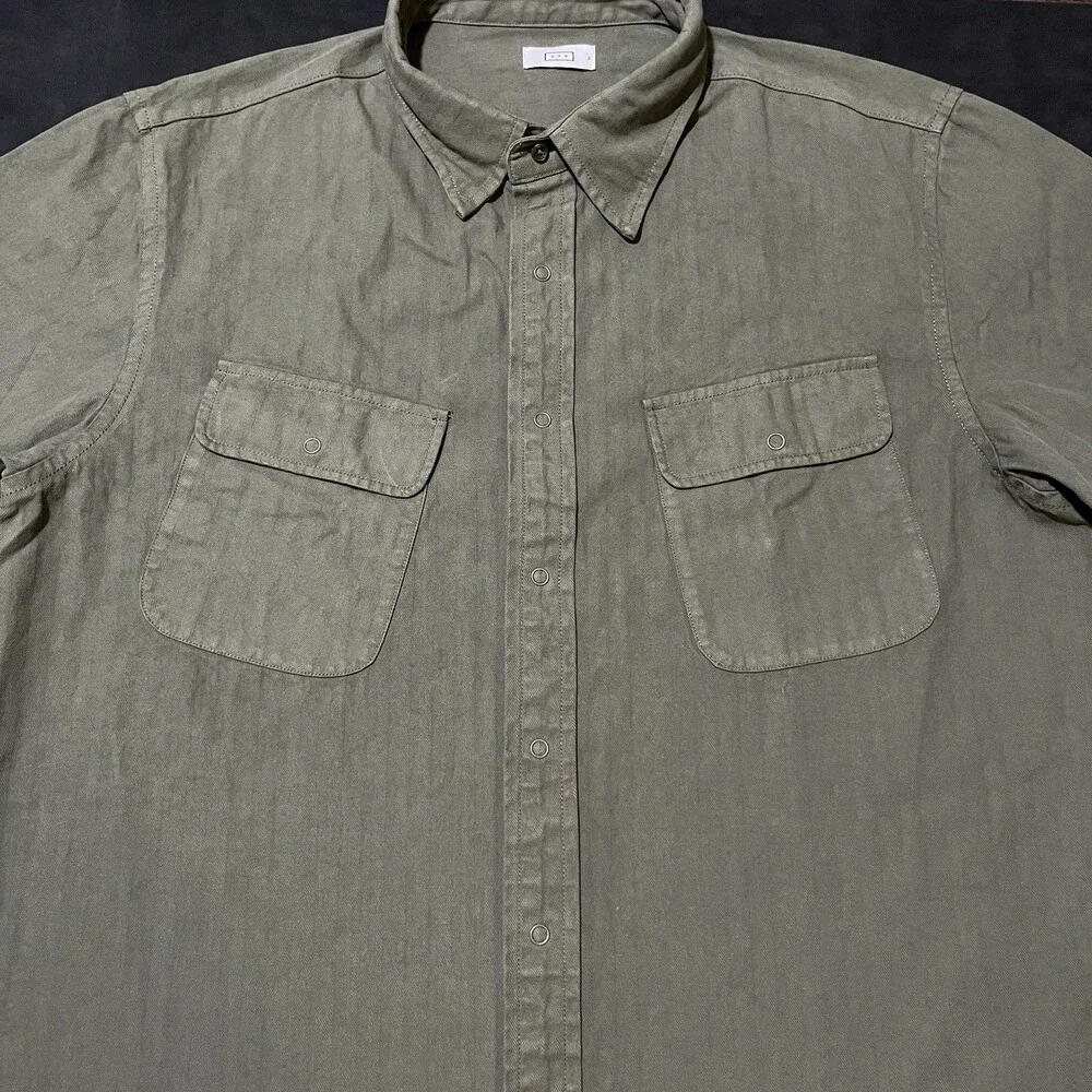 AYR The Alpha long sleeve medium weight snap front woven stripe shirt mens HBT
